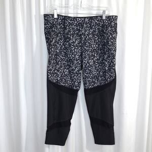 Avia Capri Leggings XXL Women's Black Marble High Rise Pocket Activewear Gym